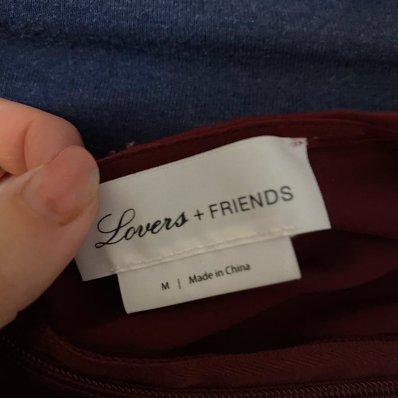 LOVERS + FRIENDS / Grenadine maroon burgundy satin tie front  plunge Top medium - Picture 5 of 6